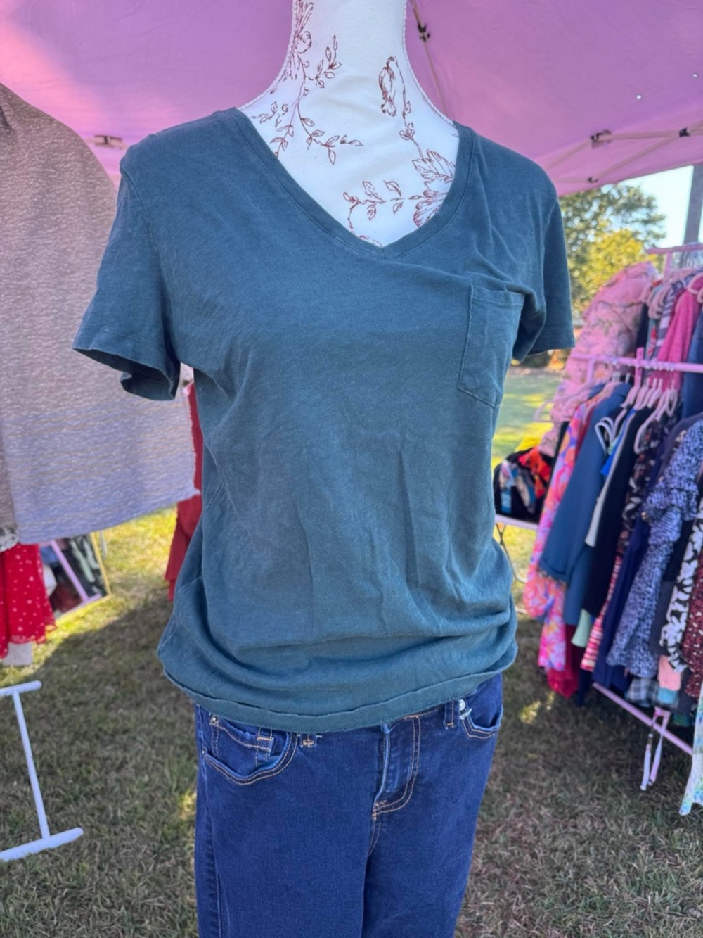 Universal Thread Women's V-Neck Pocket Tee - Teal